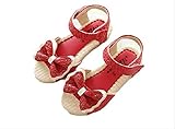 キッズ 夏 ガールズ プリンセス サンダル リボン おしゃれ（レッド、19.5cm）