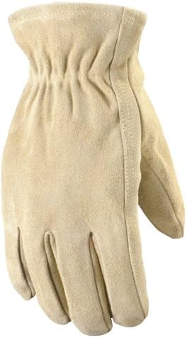 Wells Lamont 1070M Ranch Suede Split Cowhide Work Gloves with Jersey Lined and Straight Thumb, Medium