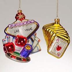 4" Gold Ace Of Hearts Casino Gambling Glass Christmas Ornament