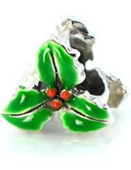 Pro Jewelry .925 Sterling Silver " Christmas Leaf Holly " Bead Also Fits Pandora Chamilia Kay Etc. Bracelet