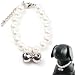 Alfie Couture Designer Pet Jewelry - Jinny Pearl Necklace with Bells - Color: White, Size: S (8"- 10") for Dogs and Cats