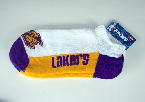 Los Angeles Lakers Color Block No Show Socks Large 8-13