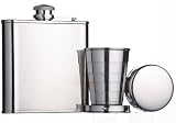 Bar Craft Stainless Steel Hip Flask and Collapsible Shot Cup, Gift Boxed  from Kitchen Craft