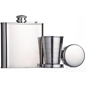 Bar Craft Stainless Steel Hip Flask and Collapsible Shot Cup, Gift Boxed
