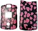 Pink Hearts on Black - Motorola RAZR V3 V3c V3m Hard Case - Protective Faceplate Cover