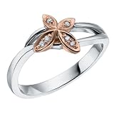 Diamond Butterfly Promise Ring in 10K White and Pink Gold