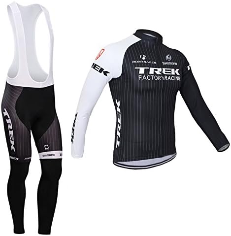 Luckyspring Trek Factory Racing Mens MTB Cycling Long Sleeve Jersey and Bike Bib Pants Tights Bicycle Set Suit