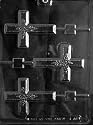 LARGE CROSS LOLLY W/FLOWERS Religious Candy Mold Chocolate