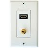 Petra PET0493 Single HDMI/F Coaxial Connector Wall Plate (White)