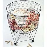 Moda Home Vintage Reproduction Collapsible Rolling Metal Laundry Basket
