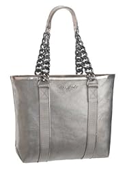 Marc by Marc Jacobs Canvas Business Shopper Bag Purse Metallic Dark Silver