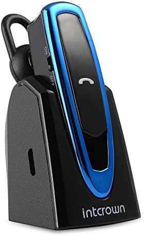 Intcrown Wireless Bluetooth 4.0 Headset, Stereo Headphone with Charging Dock, Handsfree Earphone for iPhone 5s 5c 5 4s 4, for iPad 5 4 3 2, for iPad Mini, Earbuds for Samsung Galaxy S5 S4 S3, for Note 3 2, for LG G2 ,for all Android Bluetooth Devices (Blue)