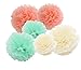 HEARTFEEL 6pcs 10 inch Tissue Paper Pom-poms Cream Mint Peach Outdoor Decoration Tissue Paper Pom Poms Party Balls Wedding Christmas Xmas Decoration