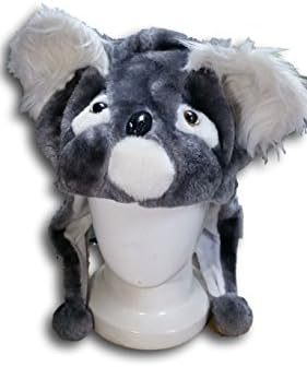 PiratePlushStore Animal Hat Rave Cap Furry Plush Cosplay Silver Koala