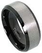 Titanium 5/16" (8mm) Beveled Edge Flat Wedding Band Ring w/ Black Plating Matte Surface