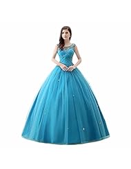 Organza/Satin  Jeweled Sequined Sheer Beaded  Ball Gown Quinceanera Dress 