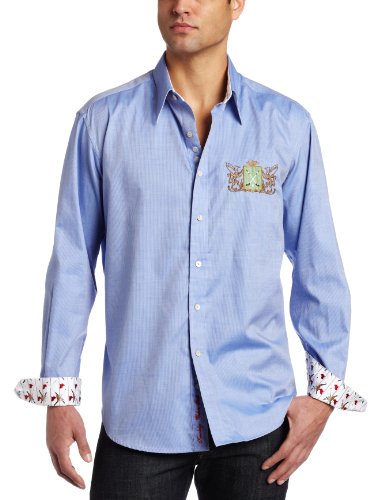 Robert Graham Men's T Tice Button Down Shirt, Blue, Medium