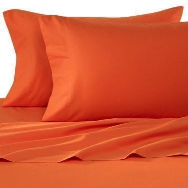 2-pc Pillow Shams 100% Egyptian Cotton 400 Thread Count Standard Size 20 x 26 Inches - Orange Solid. ( 51 cm x 65 cm)
