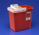 Sharps 2 Gal Red Container with Clear, Hinged Lid, Case Sharps 2 Gal Red Container with Clear, Hinged Lid, Case
