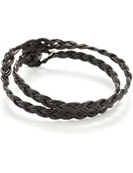 Ettika Silver Braided Brown Deerskin Bracelet