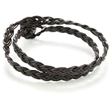 Ettika Silver Braided Brown Deerskin Bracelet