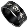 Black Stainless Steel Band with Celtic Design Sizes 8-13