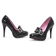 4 Inch Heel Black Sexy High Heel Shoes Mini Platform Loafers With Buckle