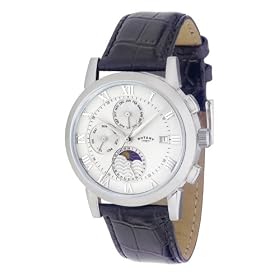 Rotary Gents Stainless Steel Round White Dial Leather Strap Watch GS02377/01