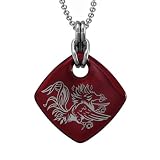 USC Garnet Red Enamel Square Pendant