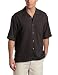 Cubavera Men's Short Sleeve Pieced Bedford Cord Texture Camp Shirt, Black, Large