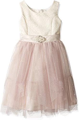 Jayne Copeland Girls' Little Girls' Lace-Assymetrical Tulle Skt, Champagne, 6X