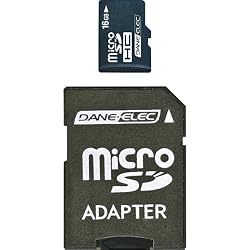 Dane-Elec 16 GB Class 2 microSDHC Flash Memory Card with SD Adapter DA-2IN1-16G-R