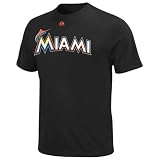 Majestic Miami Marlins Official Wordmark T-Shirt - Black