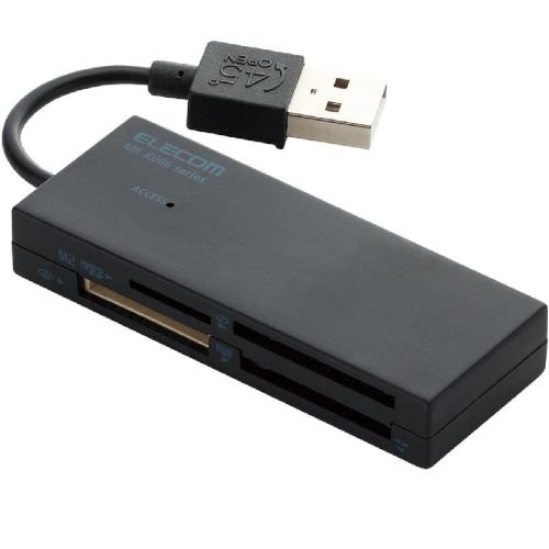 ELECOM メモリリーダライタ コンパクト設計 SD+MS+XD(+M2)対応 46+1メディア対応 ブラック MR-K006BK