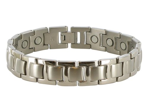 12 MM Silver Tone Titanium Magnetic Link Bracelet 8.5″