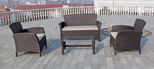 Ambientehome 63858 Loungegruppe Lubango 4-teilig, zerlegbar, Polyrattan, mocca braun Ambientehome 63858 Loungegruppe Lubango 4-teilig, zerlegbar, Polyrattan, mocca braun