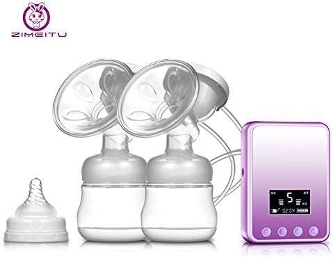 AutoLover Double Breast Pump Electric Breast Pump hands-Free Breast pump support Intelligent Noise Reduction Massage (PURPLE)