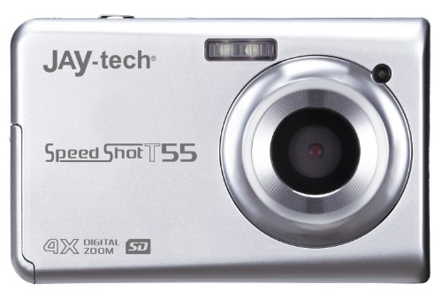JayTech JAY-tech SpeedShot T55 Digitalkamera (5 Megapixel COMS Sensor, 4-fach dig. Zoom, 4,6 cm (1,8 Zoll) Display, PC-Kameramodus) silber