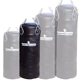 Genuine Cowhide Leather Punch Bag with Free Chrome Plated chain Real Leather punchbag Black 4 Feet