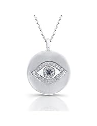 Victoria Kay 14k White Gold Diamond Evil Eye Disk Pendant (1/10cttw, IJ, I1-I2)