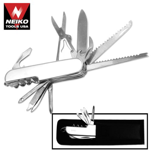 Neiko Stainless Steel Multi-Function Pocket Knife with Nylon Pouch