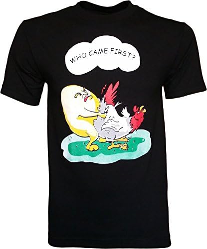 Who Came First Chicken Egg Funny Men's T-Shirt Black XXL