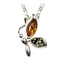 Sterling Silver and Multi-Color Amber Butterfly Pendant, 18"