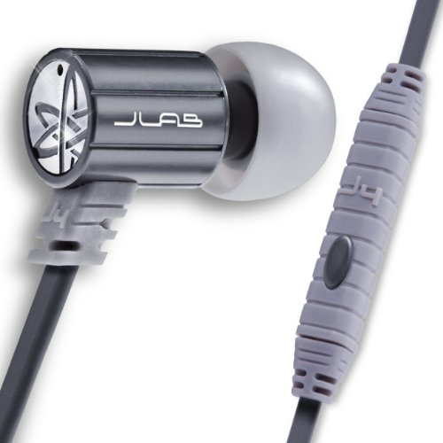 JLab Audio J4M Heavy Bass Rugged Metal In-Ear Headphones w/ Mic & Case, GUARANTEED FOR LIFE - Silver