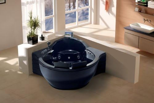 2 Person Whirlpool Bathtub Computerized 30 Massage Jets Built-in Heater Corner Fitting SPA Hot Tub TV FM MP3 CD Tercera Black - LT-BK