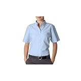 UltraClub Ladies Classic Wrinkle-Free Short-Sleeve Oxford M Light Blue