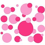 Set of 130 Pink and Dark Pink Polka Dots Circles Wall Decor Graphic Vinyl Lettering Mural Decal Stickers Kit Peel and Stick Appliques