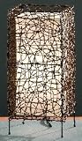 Trio 5156011-00 Rattan-Tischleuchte, eckig, mit cremefarbigem Innenschirm