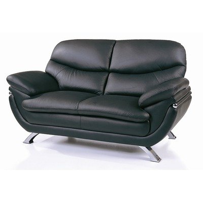 Jonus Leather Match Loveseat Upholstery: Black
