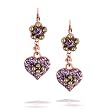 Amaro Earrings - Petite Heart, in Amethyst and Gunmetal Tone #03165 AOE OE